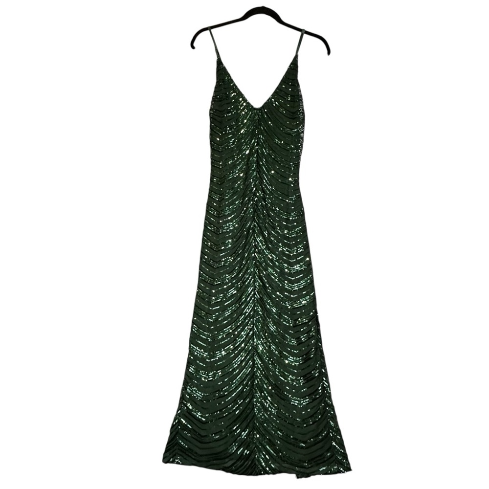 Lulus Shine Language Emerald Green Sequin Mermaid Maxi Dress Large Sparkle Bold
